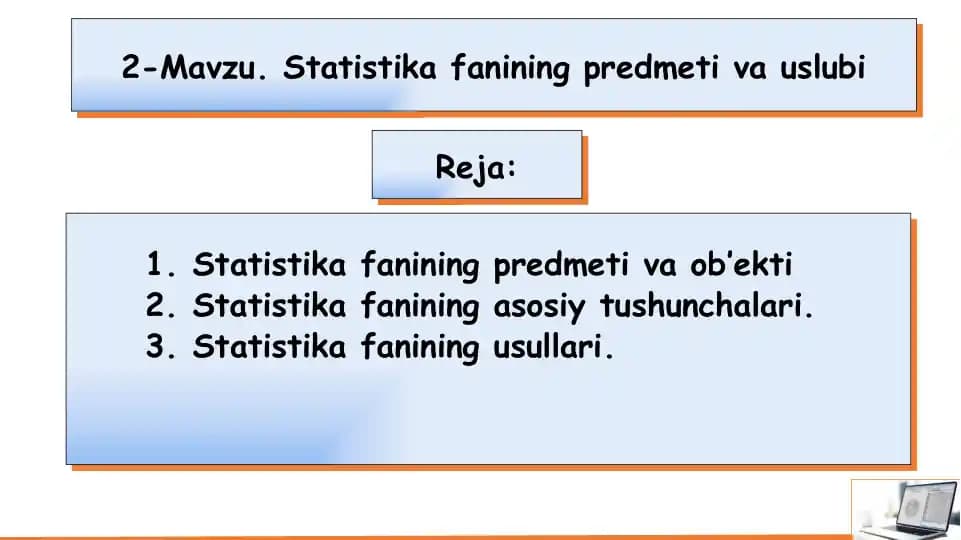 Statistika fanining predmeti va uslubi