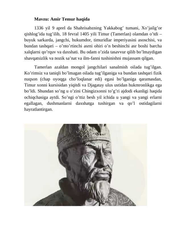 Amir Temur haqida