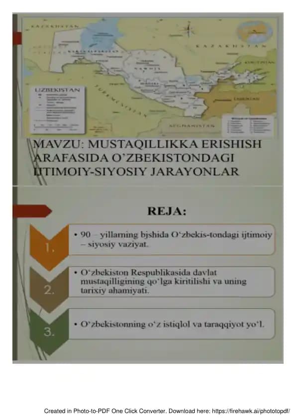 mustaqillikka erishish arafasida Oʻzbekiston