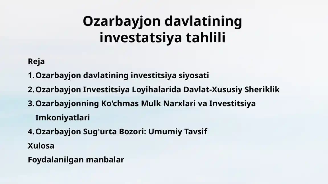 Ozarbayjon investitsiya siyosati