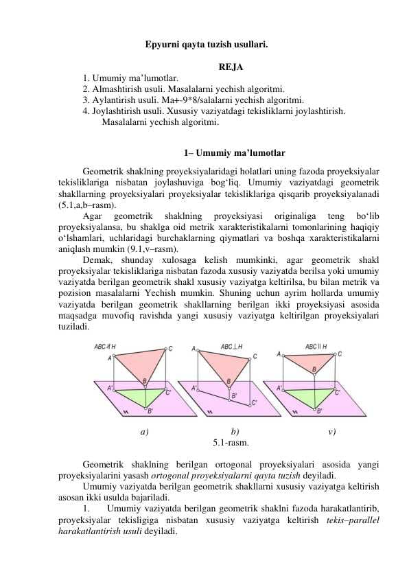 Epyurni qayta tuzish usullari