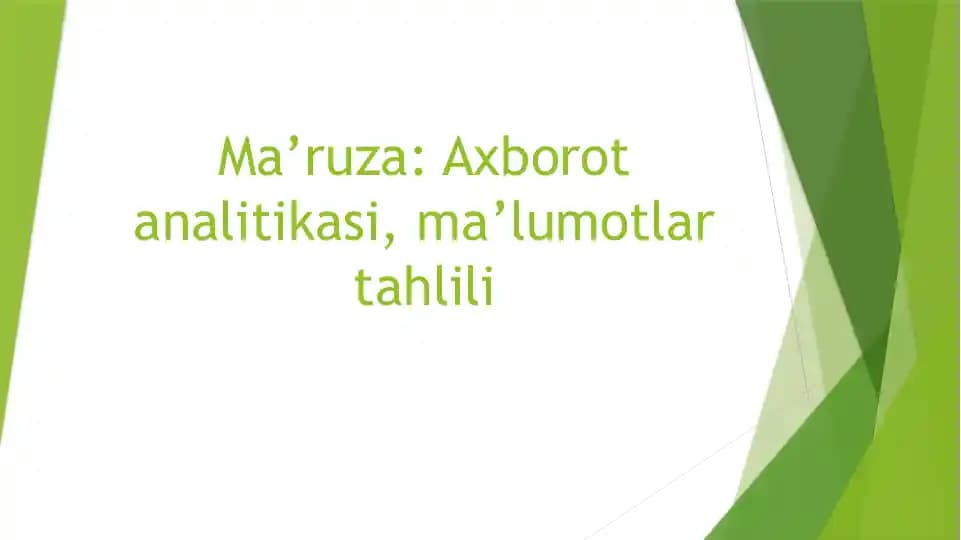 Axborot analitikasi, ma'lumotlar tahlili