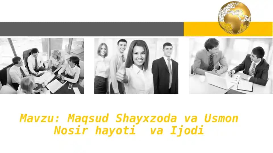 Mavzu: Maqsud Shayxzoda va Usmon Nosir hayoti  va Ijodi