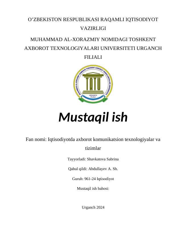 Axborot analitika va qarorlarni qabul qilishni qõllab-quvvatlovchi tizimlar.