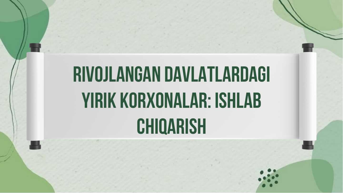 Rivojlangan davlatlardagi yirik korxonalar: ishlab chiqarish.