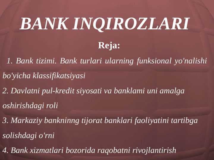 BANK INQIROZLARI