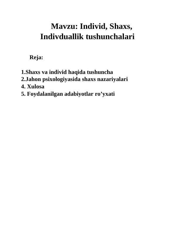 Individ, Shaxs, Indivduallik tushunchalari