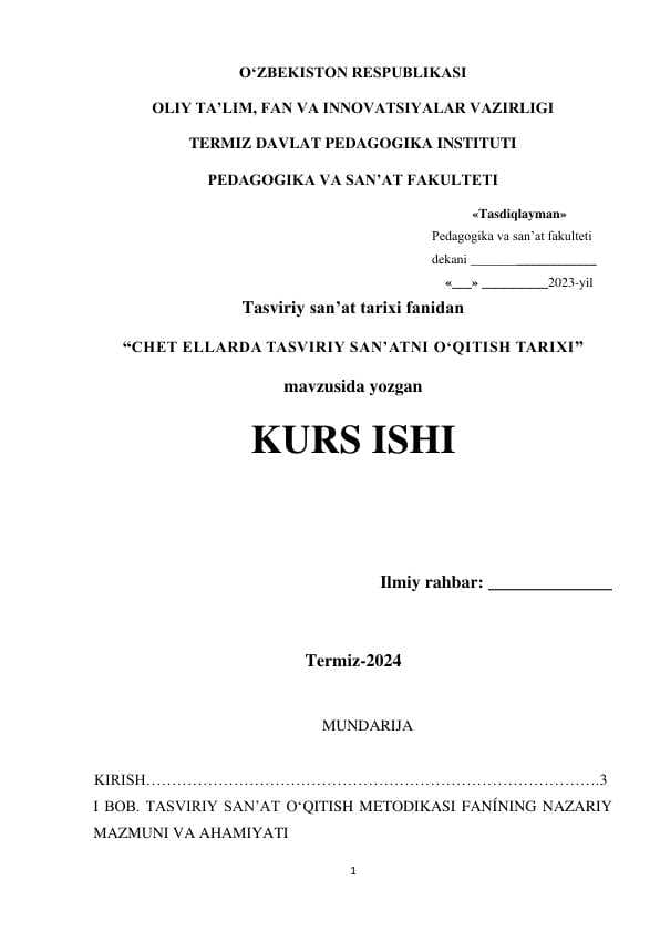 CHET ELLARDA TASVIRIY SAN’ATNI O‘QITISH TARIXI”