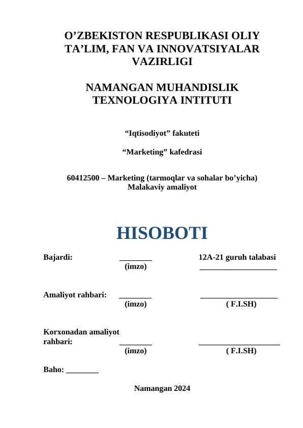 Davlat Soliq Inspeksiyasi Sirdaryo viloyati Sirdaryo tumani filliali bo’yicha malakaviy amaliyot  HISOBOTI
