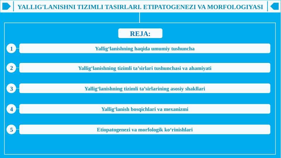 Yallig'lanishni tizimli tasirlari. Etipatogenezi va morfologiyasi.