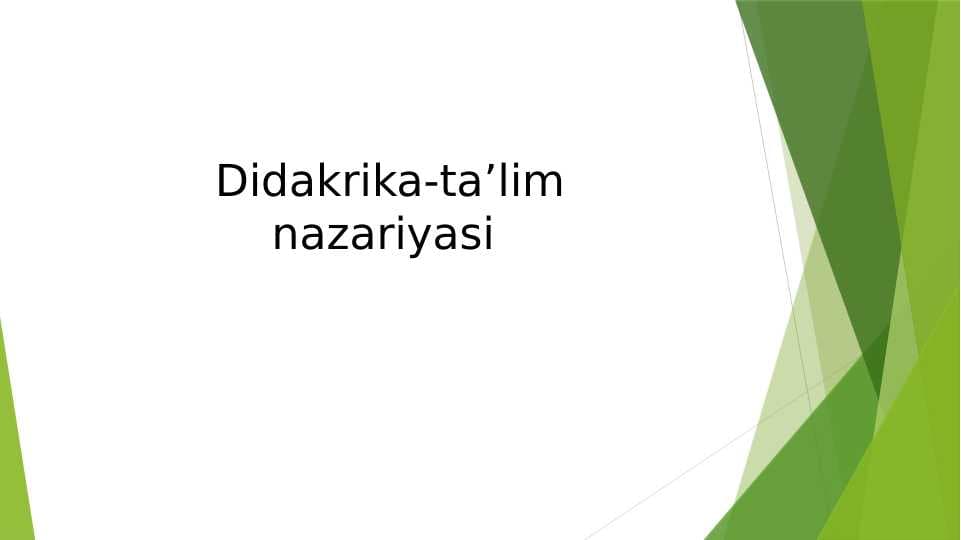 Didakrika-ta’lim nazariyasi