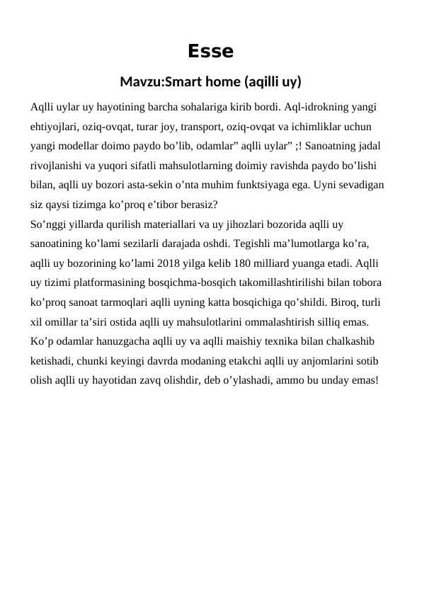 Smart home (Aqilli uy)