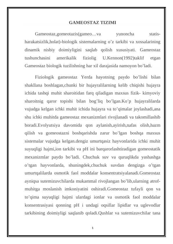 GAMEOSTAZ TIZIMI