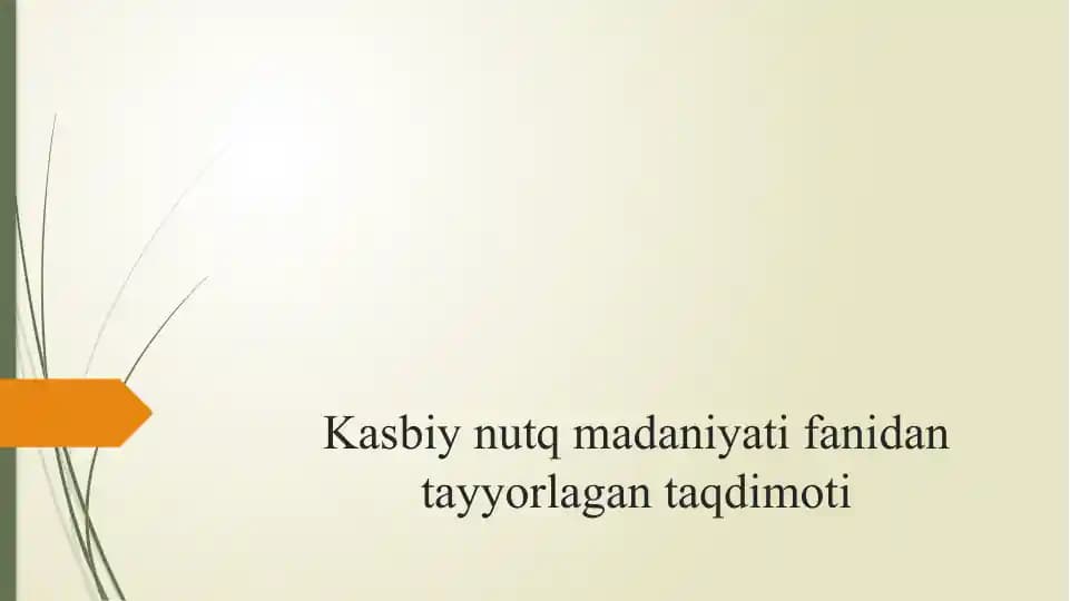kasbiy nutq madaniyati
