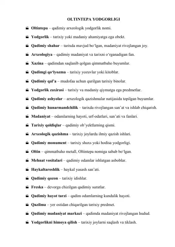 OLTINTEPA YODGORLIGI