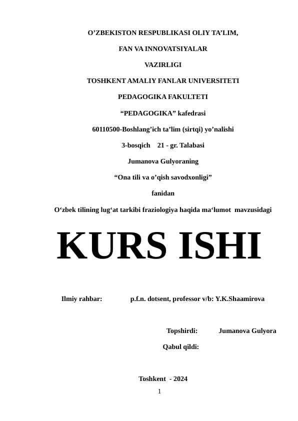 O‘zbek tilining lug‘at tarkibi fraziologiya haqida ma‘lumot
