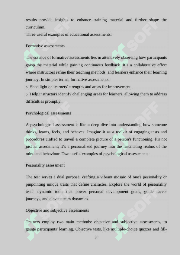 Assessment in teaching