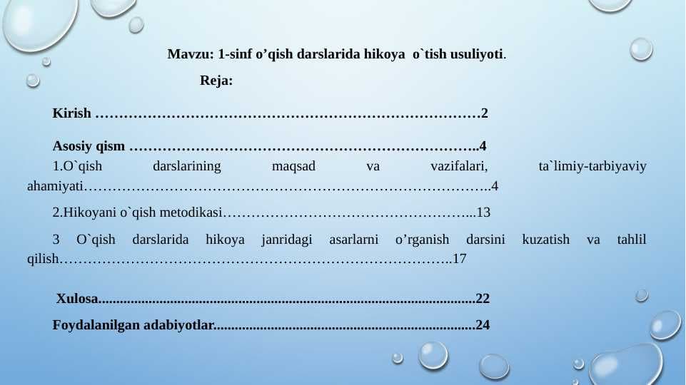 1-sinf o’qish darslarida hikoya  o`tish usuliyoti