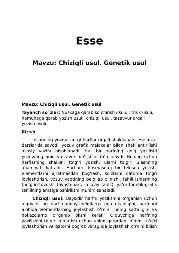 Mavzu: Chiziqli usul. Genetik usul