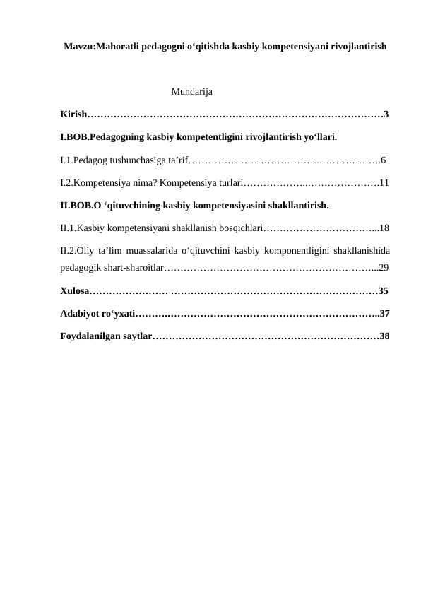 ahoratli pedagogni o‘qitishda kasbiy kompetensiyani rivojlantirish