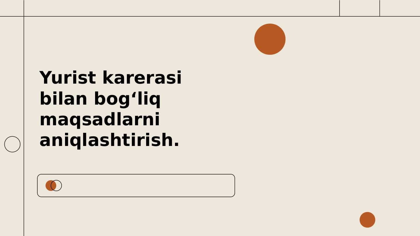 Yurist karerasi bilan bog‘liq maqsadlarni aniqlashtirish.