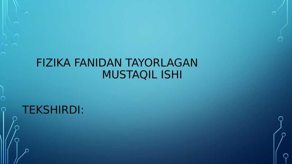 YORUG’LIK DISPERSIYASI