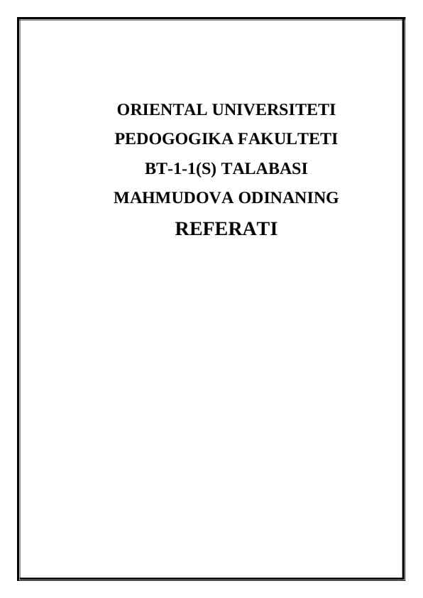 O‘QITUVCHI NUTQIGA QO‘YILADIGAN ASOSIY TALABLAR - referat