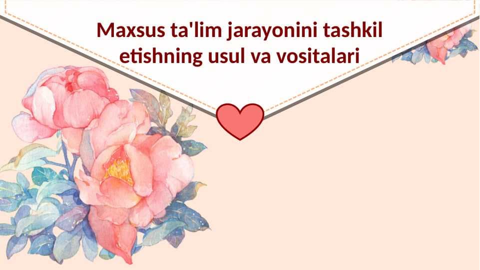 Maxsus ta'lim jarayonini tashkil etishning usul va vositalari