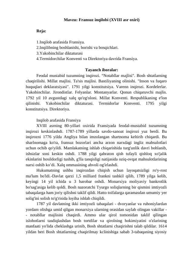 Fransiya inqilobi (XVIII asr oxiri)
