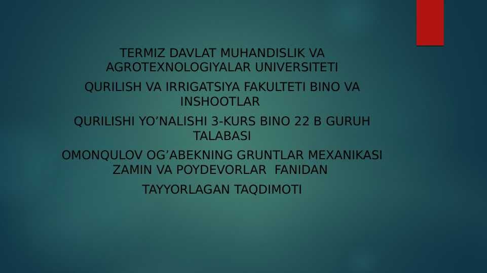 Chokishni chiziqlideformatsiya yolida aniqlash