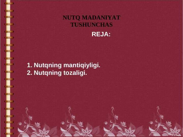 NUTQ MADANIYAT TUSHUNCHAS