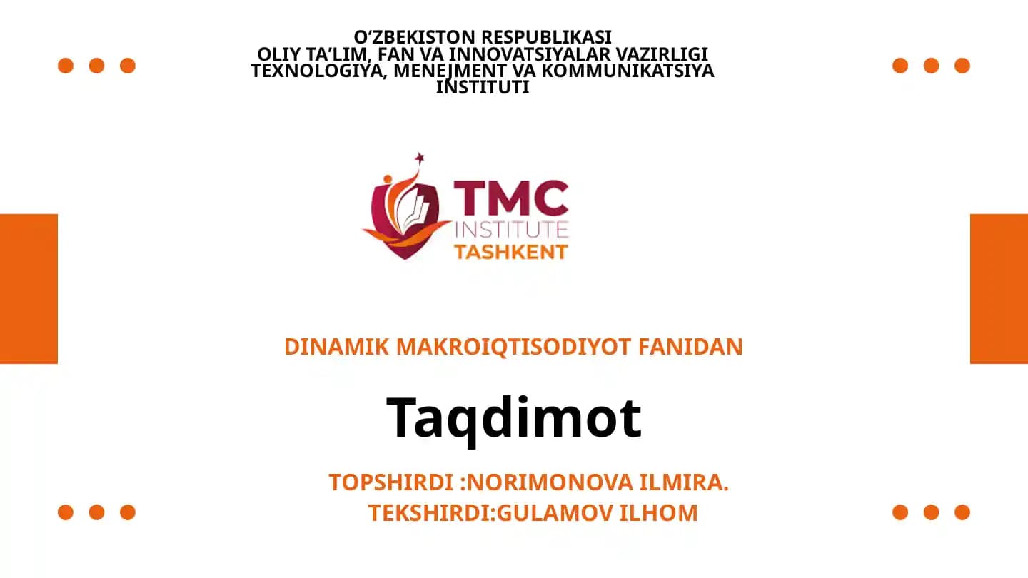 DINAMIK MAKROIQTISODIYOT