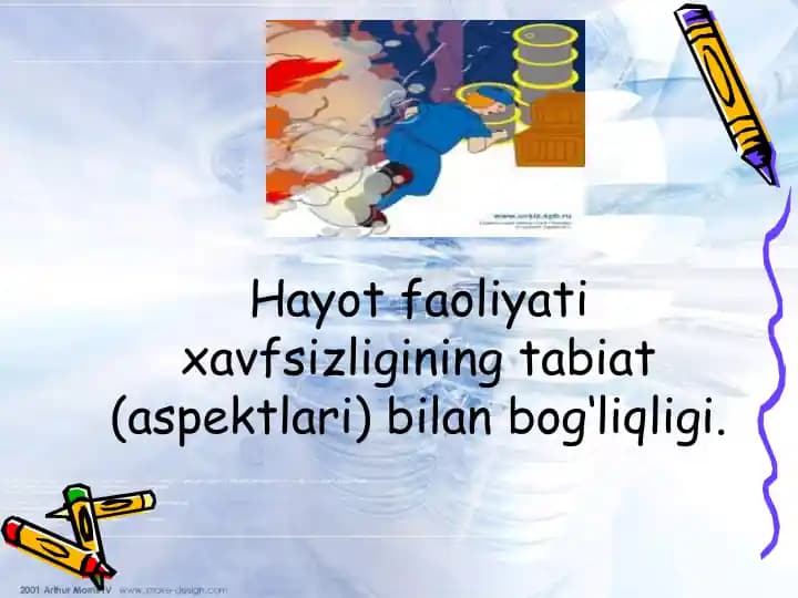 Hayot faoliyati xavfsizligining tabiat (aspektlari) bilan bog‘liqligi.