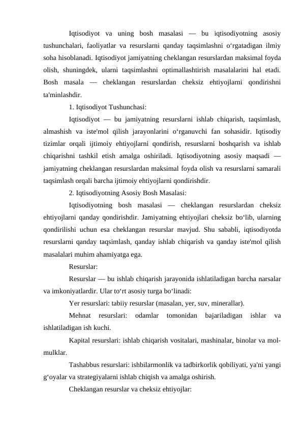 Iqtisodiyot va uning bosh masalasi.docx