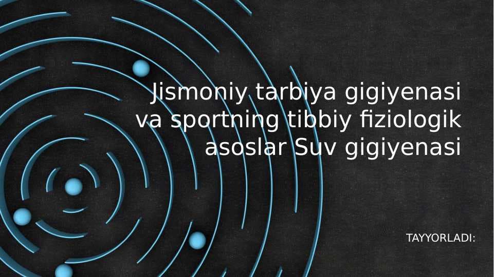 Jismoniy tarbiya gigiyenasi va sportning tibbiy fiziologik asoslar Suv gigiyenasi