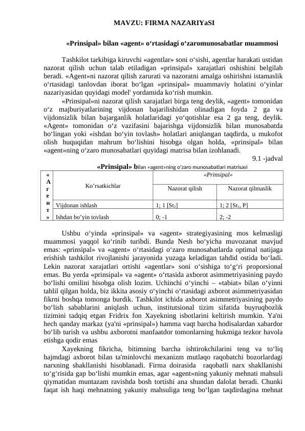 FIRMA NAZARIYaSI