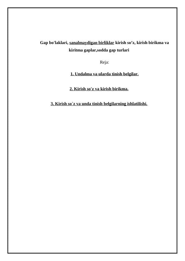 Gap bo'laklari sanalmaydigan birliklar.