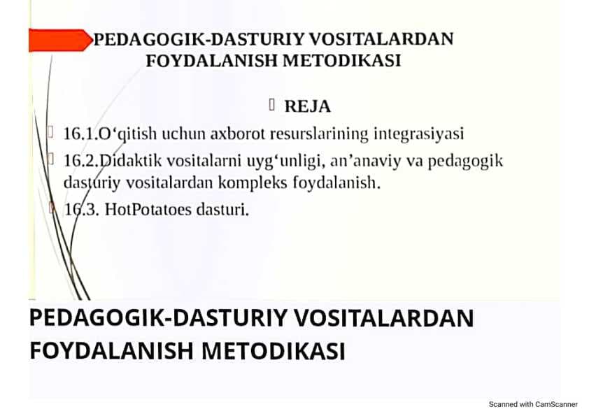 Pedagogik dasturiy vositalarni lotihalash