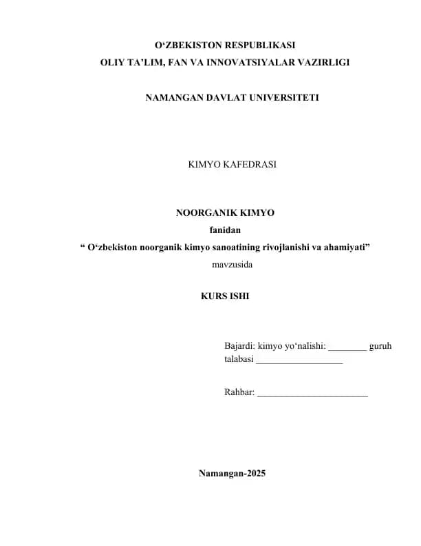 O‘zbekiston Noorganik Kimyo Sanoati: Rivojlanishi va Ahamiyati