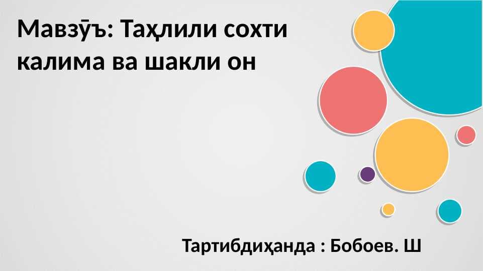 Таҳлили сохти калима ва шакли он