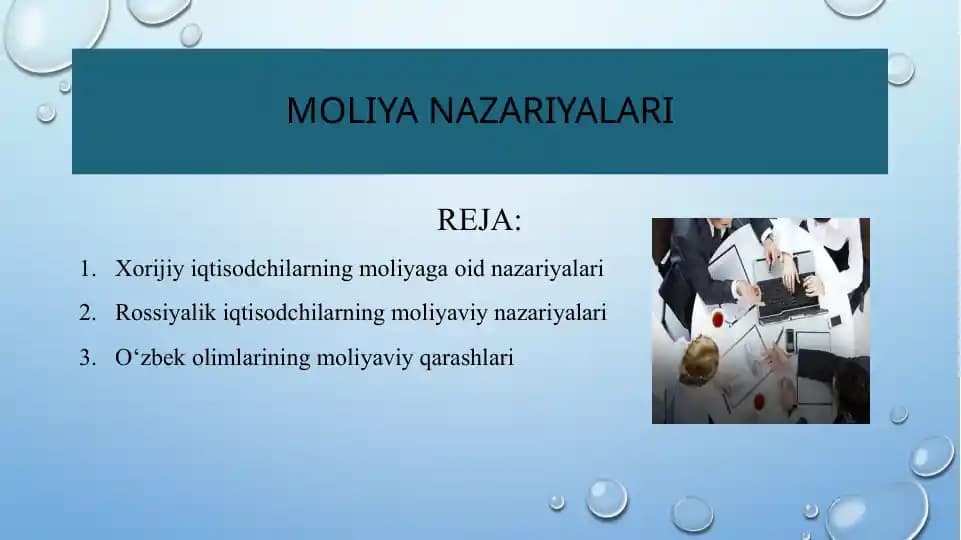 moliyaviy nazariyalari