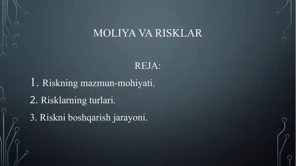 Moliya va risklar