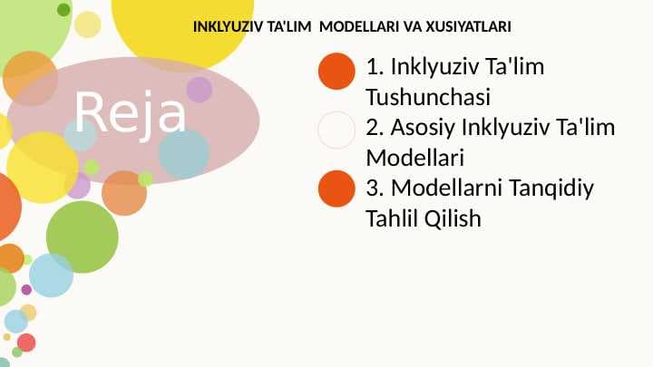 INKLYUZIV TA'LIM  MODELLARI VA XUSIYATLARI