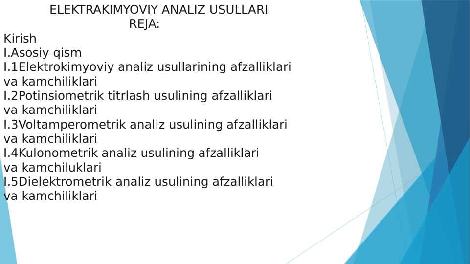 ELEKTRAKIMYOVIY ANALIZ USULLARI