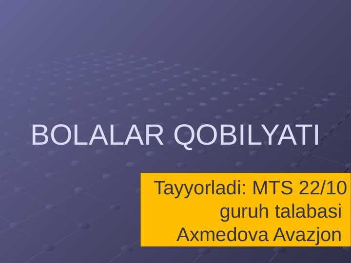 BOLALAR QOBILYATI
