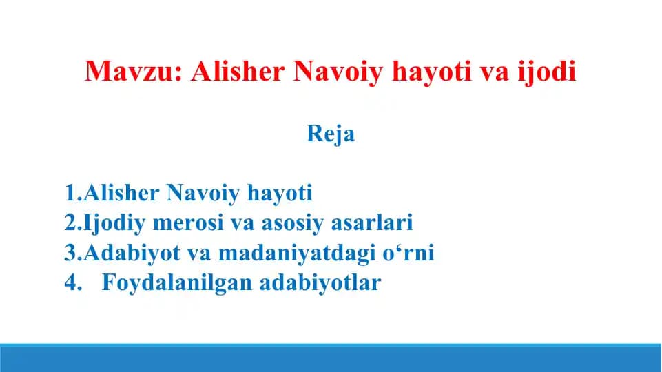 Alisher Navoiy. Taqdimot 10 bet.
