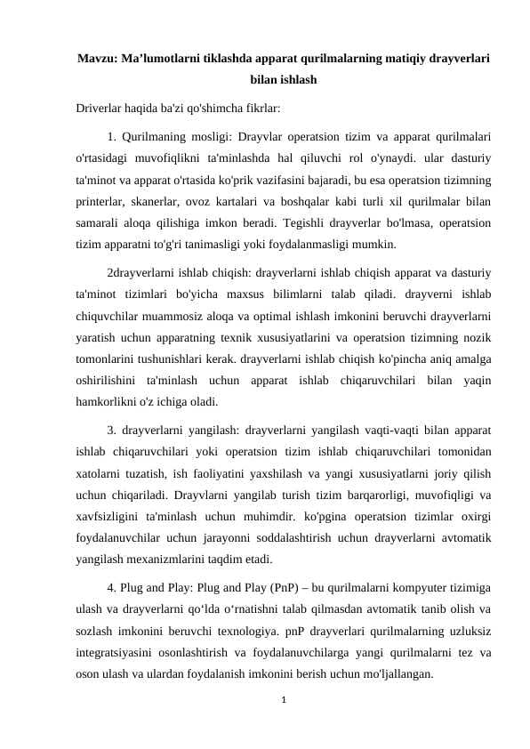 Ma’lumotlarni tiklashda apparat qurilmalarning matiqiy drayverlari bilan ishlash
