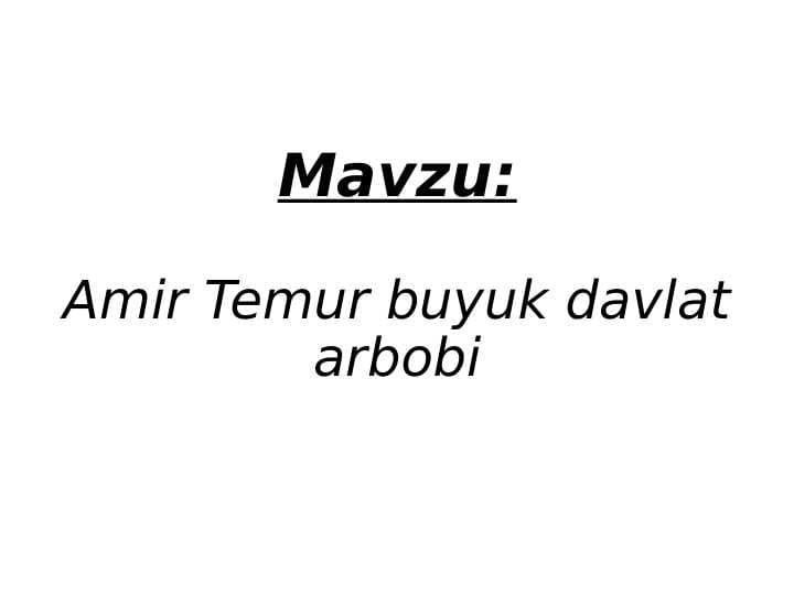 Amir Temur buyuk sarkarda