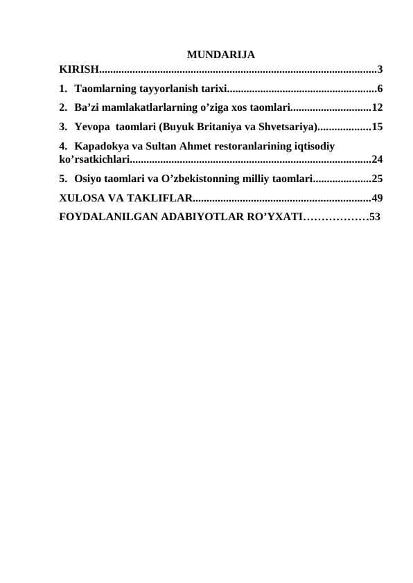 Dunyo xalqlarining milliy taomlari