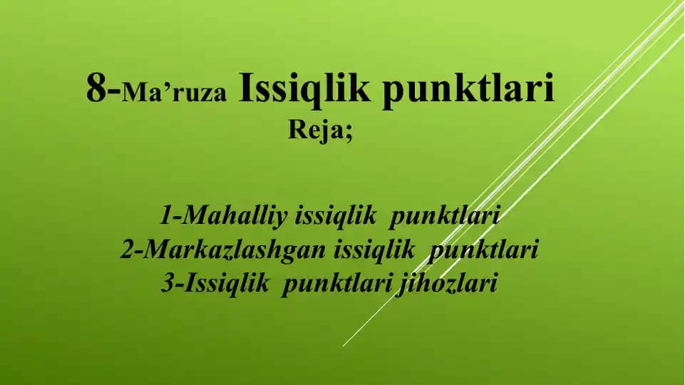 Ma’ruza Issiqlik Punktlari